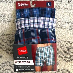 NEW Men's Hanes Ultimate Stretch Boxers -3 pair